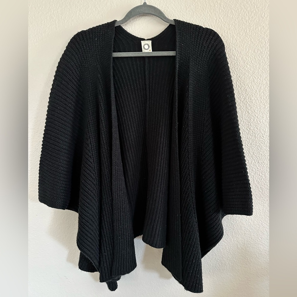 ANTHROPOLOGIE AKEMI + KIN Knit Open Cardigan Sweater Kimono Wrap Black One Size